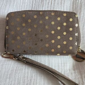 Deux Lux Mini Gold Polkadot Wristlet Wallet